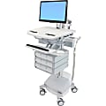 Ergotron StyleView - Cart for LCD display / keyboard / mouse / CPU / notebook / camera / scanner (open architecture) - medical - plastic, aluminum, zinc-plated steel - gray, white, polished aluminum - screen size: up to 24"&nbsp;- SLA Powered