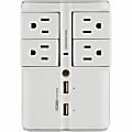 Sanus On-Wall Surge Protector - 4 Rotating Outlet Power Strip with USB ports - White - 4 x AC Power, 2 x USB - 1080 J