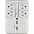 Sanus On-Wall Surge Protector - 4 Rotating Outlet Power Strip with USB ports - White - 4 x AC Power, 2 x USB - 1080 J 1 thumbnail image
