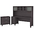 Bush Business Furniture Somerset 72"W Office Computer Desk With Hutch And Lateral File Cabinet, Storm Gray, Standard Delivery 1 thumbnail image