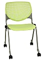 KFI Studios KOOL Stacking Chair With Casters, Lime Green/Silver