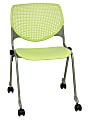 KFI Studios KOOL Stacking Chair With Casters, Lime Green/Silver 1 thumbnail image