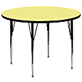 Flash Furniture Round Thermal Laminate Activity Table With Height-Adjustable Legs, 30-1/8" x 60", Yellow