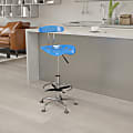 Flash Furniture Vibrant Chrome Drafting Stool with Tractor Seat, Bright Blue/Chrome