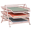 Mind Reader 3-Tier Paper Tray Desktop Organizer File Storage, 10"H x 13-3/4"W x 11-3/4"D, Pink 1 thumbnail image