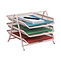 Mind Reader 3-Tier Paper Tray Desktop Organizer File Storage, 10"H x 13-3/4"W x 11-3/4"D, Pink 1 thumbnail image