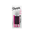 Sharpie® Soft-Grip Pens, Fine Point, 0.3 mm, Black/Pink Barrels, Black Ink, Pack Of 3