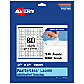 Avery® Permanent Labels With Sure Feed®, 94102-CMF100, Square, 3/4" x 3/4", Matte Clear, Pack Of 8,000 1 thumbnail image