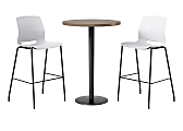 KFI Studios Proof Bistro Round Pedestal Table With Imme Barstools, 2 Barstools, Studio Teak/Black/White Stools 1 thumbnail image