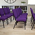 Flash Furniture HERCULES Series Church Accent Chair With Book Rack, Purple Fabric/Goldvein Frame