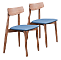 Zuo Modern Newman Dining Chairs, Blue/Walnut, Set Of 2 Chairs