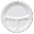 EcoSmart™ 3-Compartment Plate, 10" Diameter, White, 50 Plates Per Pack, Case Of 10 Packs 1 thumbnail image