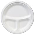 EcoSmart™ 3-Compartment Plate, 10" Diameter, White, 50 Plates Per Pack, Case Of 10 Packs
