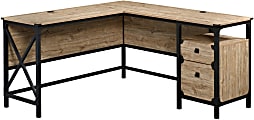 Sauder® Steel River 60"W L-Shaped Corner Desk, Milled Mesquite