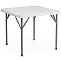 Flash Furniture Square Plastic Folding Table, 29-1/2"H x 34-1/4"W x 34-1/4"D, Granite White