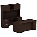 Bush Business Furniture 300 Series Office Desk And Credenza With Hutch And Storage, 72"W x 30"D, Mocha Cherry, Standard Delivery
