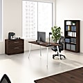 Bush Business Furniture Vista 60"W Desk with Splayed Metal Legs, Lateral File Cabinet, and Bookcase, Black Walnut, Standard Delivery 1 thumbnail image