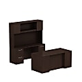 Bush Business Furniture 300 Series Office Desk And Credenza With Hutch And Storage, 66"W x 30"D, Mocha Cherry, Premium Installation