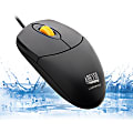 Adesso® iMouse W3 USB Waterproof Optical Mouse With Magnetic Scroll Wheel, Black/Yellow