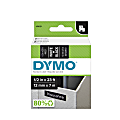 DYMO® D1 45021 White-On-Black Tape, 0.5" x 23'