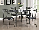 Monarch Specialties 30" Marble Table With 4 Chairs, Rectangle, Gray/Charcoal 1 thumbnail image