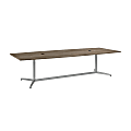 Bush Business Furniture 120"W x 48"D Boat Shaped Conference Table With Metal Base, Modern Hickory, Standard Delivery