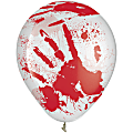 Amscan Blood Splatter Latex Balloons, Round, 12", Red/White, 6 Balloons Per Pack, Set Of 5 Packs