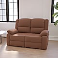 Flash Furniture Harmony Series Loveseat With 2 Built-In Recliners, Chocolate Brown Microfiber