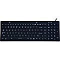 DSI WATERPROOF IP68 SILICONE FULL SIZE KEYBOARD WITH LED BACKLIT - Cable Connectivity - USB Interface - 100 Key - TouchPad - Windows - Black