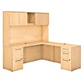 Bush Business Furniture 300 Series L Shaped Desk With Hutch And 2 Pedestals 72"W x 22"D, Natural Maple, Standard Delivery