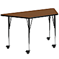 Flash Furniture Mobile 47"W Trapezoid HP Laminate Activity Table With Standard Height-Adjustable Legs, Oak 1 thumbnail image
