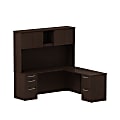 Bush Business Furniture 300 Series L Shaped Desk With Hutch And 2 Pedestals 72"W x 22"D, Mocha Cherry, Premium Installation