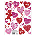 Amscan Glitter Valentine's Day Vinyl Cling Decals, Assorted Sizes, Red/Pink, 25 Decals Per Pack, Set Of 3 Packs