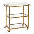 Kate and Laurel Giles Modern 3-Tier Metal Bar Cart, 30"H x 28"W x 13"D, White/Gold