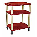 H. Wilson Plastic Utility Cart, 34"H x 24"W x 18"D, Red/Putty