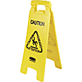 Rubbermaid Commercial Multi-Lingual Caution Floor Sign - 6 / Carton - Caution, Cuidado, Attention Print/Message - 11" Width x 25" Height x 12" Depth - Rectangular Shape - Hanging - Double Sided - Foldable, Lightweight, Durable, Multilingual