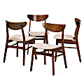 Baxton Studio Parlin Dining Chairs, Light Beige/Walnut Brown, Set Of 4 Chairs