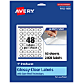 Avery® Glossy Permanent Labels With Sure Feed®, 94606-CGF50, Starburst, 1", Clear, Pack Of 2,400