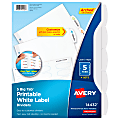 Avery® Easy Peel® Pop-up Edge® Label Dividers, 8 1/2" x 11", 5-Tab, White, Pack Of 4