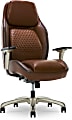 Shaquille O'Neal™ Zephyrus Ergonomic Bonded Leather High-Back Executive Chair, Brown/Silver