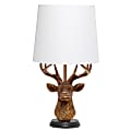 Simple Designs Woodland Antler Deer Table Lamp, 17-1/4"H, White/Copper