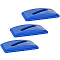 Alpine Paper Recycling Lids For Slim Recycling Bins, 20" x 12", Blue, Pack Of 3 Lids