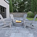 Flash Furniture Charlestown All-Weather Poly Resin Folding Adirondack Chairs, Gray, Set Of 4 Chairs