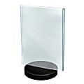 Azar Displays Acrylic Frames On Round Bases, Vertical, 8 1/2" x 11", Clear/Black, Pack Of 10
