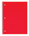 Just Basics® Poly Spiral Notebook, 8" x 10-1/2", 1 Subject, Wide Ruled, 70 Sheets, Red