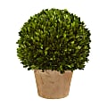 Nearly Natural Boxwood Ball 15”H Plastic Preserved Plant With Planter, 15”H x 12”W x 12”D, Green