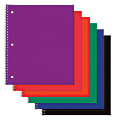 OfficeMax® Poly Cover Wirebound Notebook, 9" x 11", 1 Subject, Wide Ruled, 100 Sheets, Assorted Colors