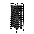 Honey Can Do Plastic 10-Drawer Rolling Storage Cart, 35" x 15" x 11", Black