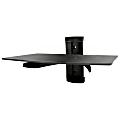 MegaMounts Tempered-Glass 1-Shelf Single-Stud Wall Mount, 16"H x 12"W x 10"D, Black