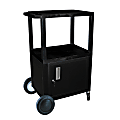 H. Wilson Plastic Utility Cart With Locking Cabinet And Big Wheel Kit, 42"H x 24"W x 18"D, Black